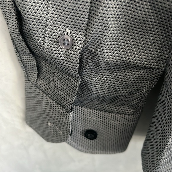 NWT Duchamp London Grey Textured Dot Dress Shirt, Size M - Picture 6 of 7